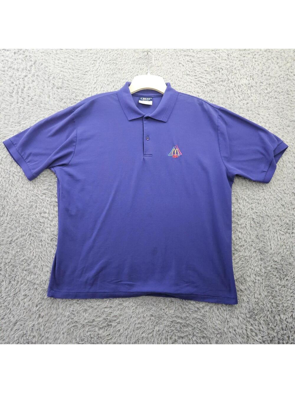 Vintage 90's McDonalds Employee Polo Shirt XL McD QSC Purple W/ Faint Stains